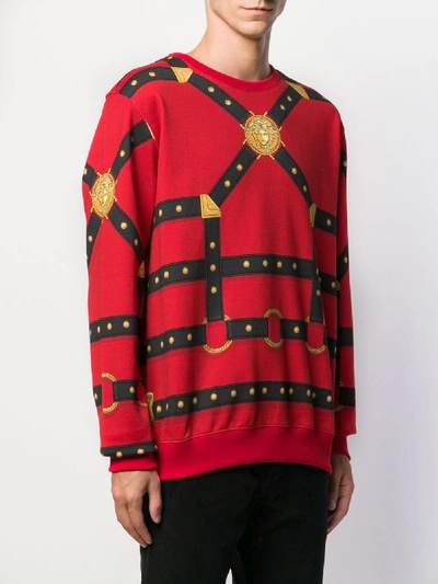Shop Versace Printed Sweatshirt In Red