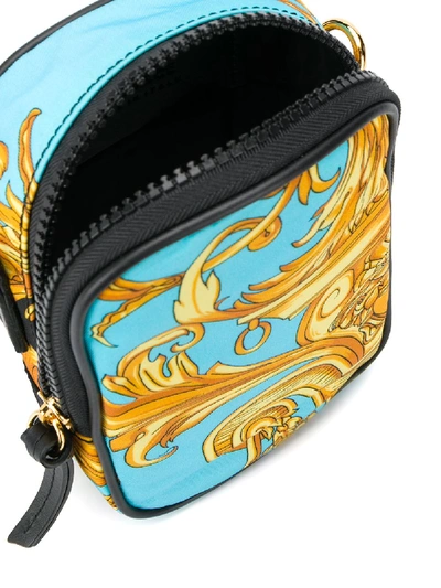 Shop Versace Leather Satchel Bag In Blue