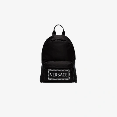 Shop Versace Logo Backpack In Black