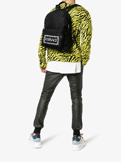 Shop Versace Logo Backpack In Black