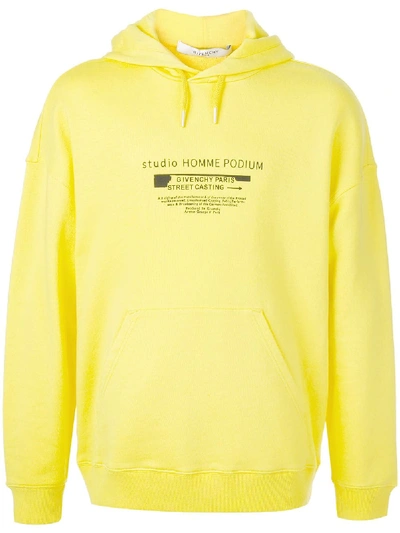 Shop Givenchy Logo Print Hoodie Sweatshirt In Yellow