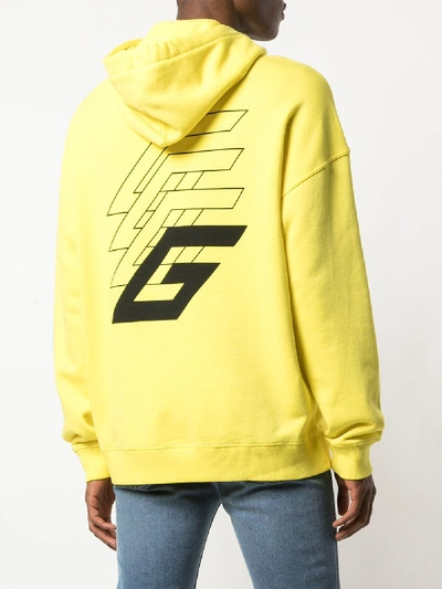 Shop Givenchy Logo Print Hoodie Sweatshirt In Yellow