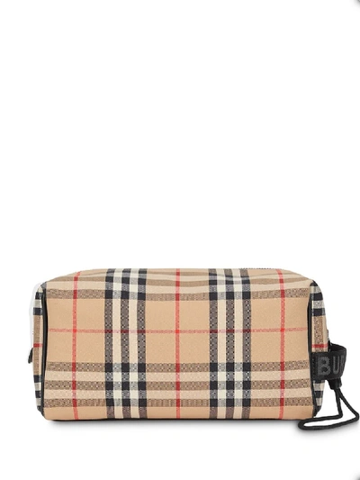 Shop Burberry Wallet With Check Motif In Beige