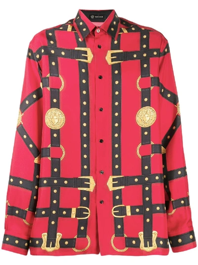 Shop Versace Printed Shirt In Red