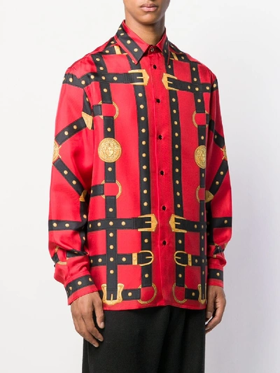 Shop Versace Printed Shirt In Red