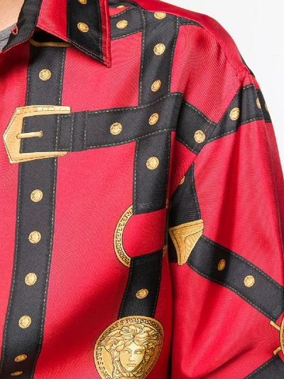 Shop Versace Printed Shirt In Red
