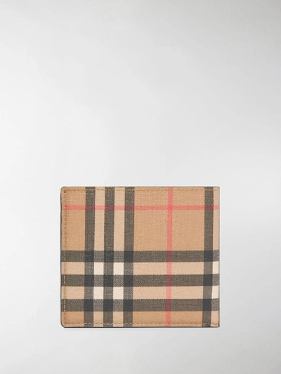 Shop Burberry Check Leather Clutch In Beige