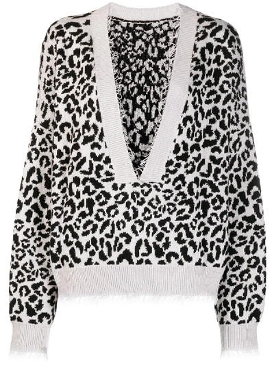 Shop Alanui Leopard Sweater In White