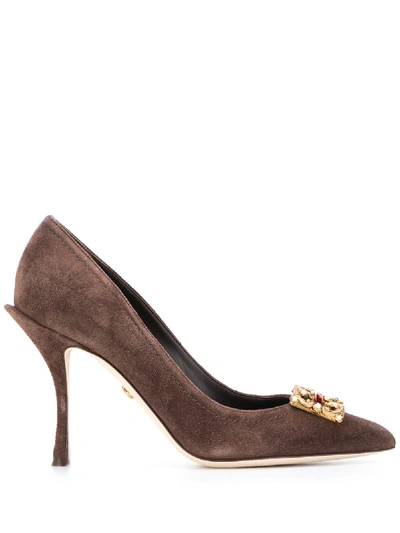 Shop Dolce & Gabbana Leather Pumps In Brown