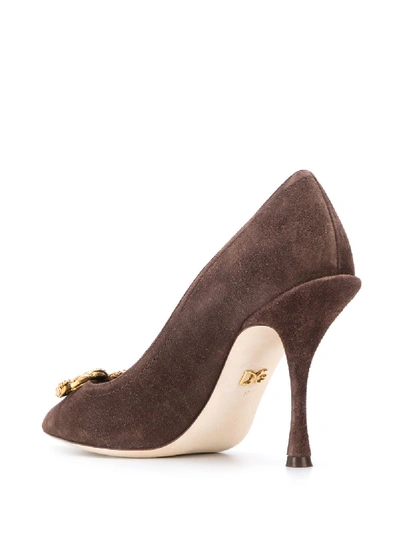 Shop Dolce & Gabbana Leather Pumps In Brown