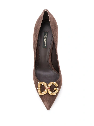 Shop Dolce & Gabbana Leather Pumps In Brown