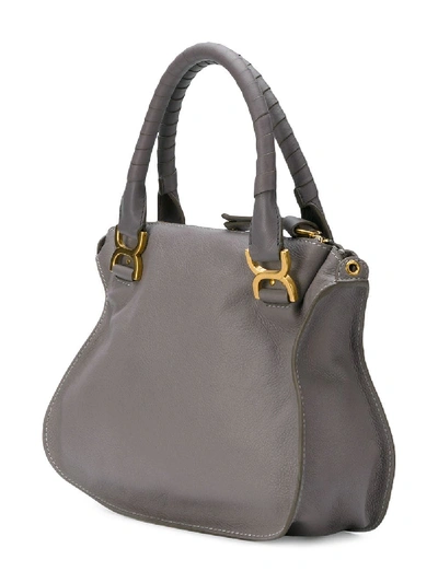 Shop Chloé Marcie Leather Shoulder Bag In Grey