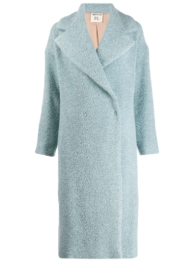 Shop Semicouture Long Wool Coat In Blue