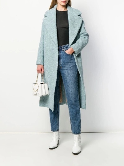Shop Semicouture Long Wool Coat In Blue