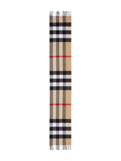 Shop Burberry Cashmere Checked Scarf In Beige