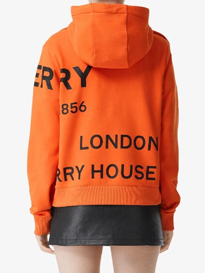 Shop Burberry Logo Cotton Hoodie In Orange