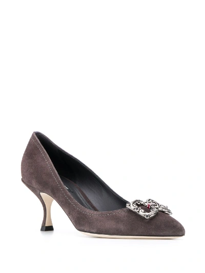 Shop Dolce & Gabbana Leather Pumps In Grey