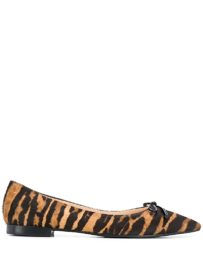 Shop Prada Tiger Print Calf Hair Ballerinas