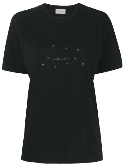 Shop Saint Laurent Round-neck T-shirt With Logo Print In Black