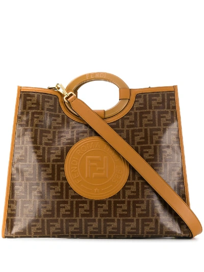 Shop Fendi Runaway Shopping Bag In Brown