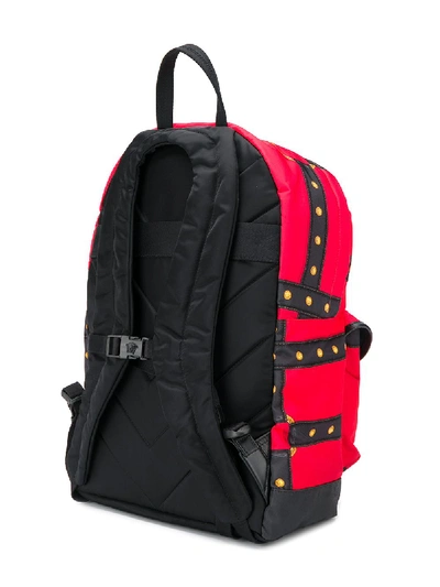 Shop Versace Backpack With Leather Inserts In Multicolor