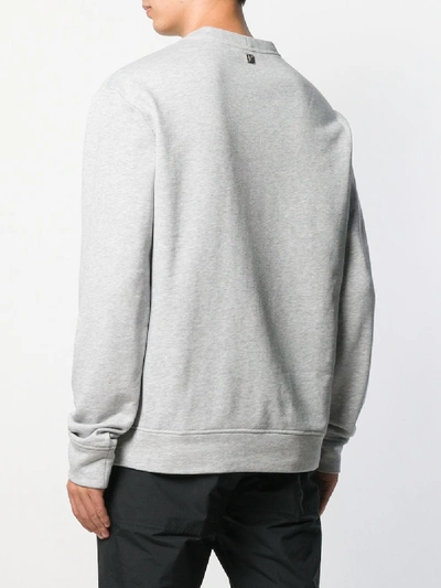Shop Versace Logo Print Cotton Sweatshirt In Grey