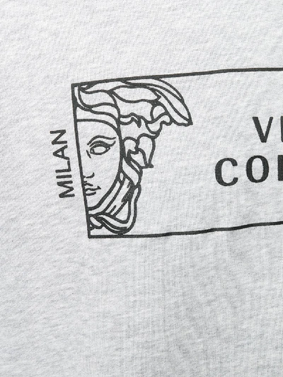 Shop Versace Logo Print Cotton Sweatshirt In Grey