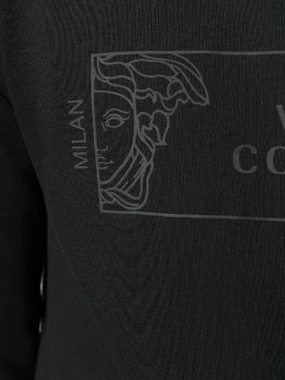 Shop Versace Logo Print Cotton Sweatshirt In Black