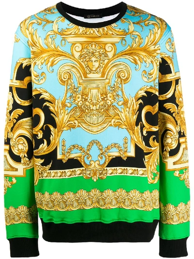 Shop Versace Printed Sweatshirt In Green