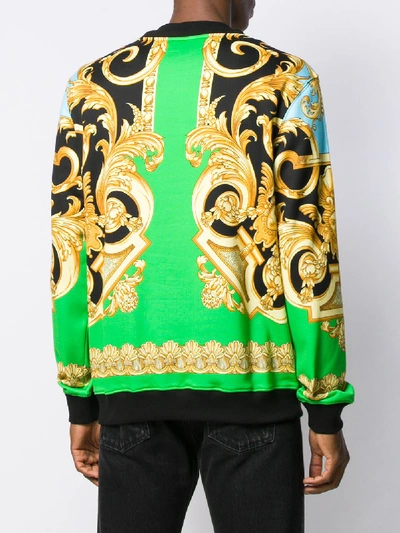 Shop Versace Printed Sweatshirt In Green