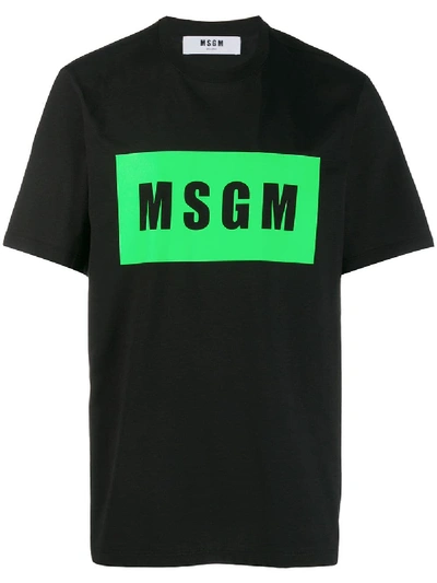 Shop Msgm Logo Print Cotton T-shirt In Black