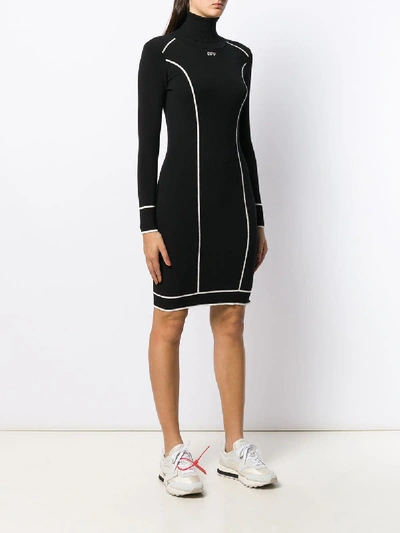 Shop Off-white Turtleneck Dress With Logo In Black