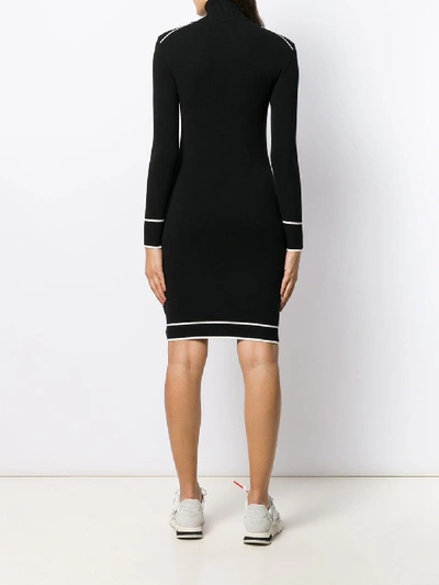 Shop Off-white Turtleneck Dress With Logo In Black