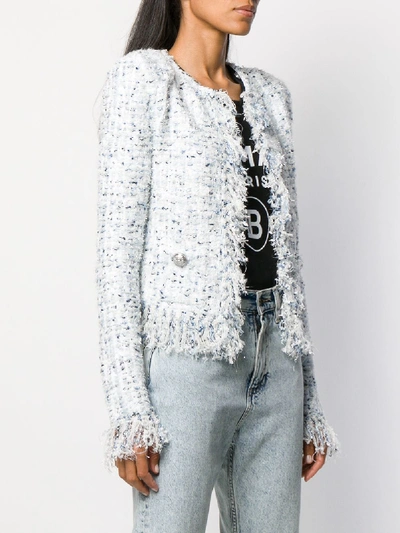 Shop Balmain Tweed Jacket In White