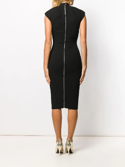 Shop Victoria Beckham Cap Sleeve Panelled Fitted Dress In Black