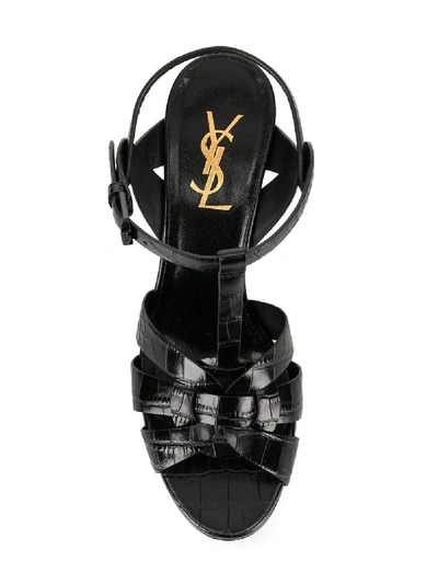 Shop Saint Laurent Tribute Leather Sandals In Black