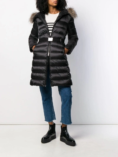 Moncler Hermifur Fitted Puffer Coat With Removable Fur Hood In Black |  ModeSens