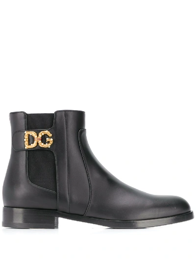 Shop Dolce & Gabbana Leather Ankle Boots In Black