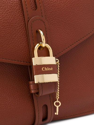 Shop Chloé Aby Leather Shoulder Bag In Brown