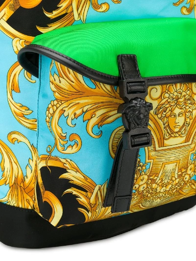 Shop Versace Backpack With Leather Inserts In Green
