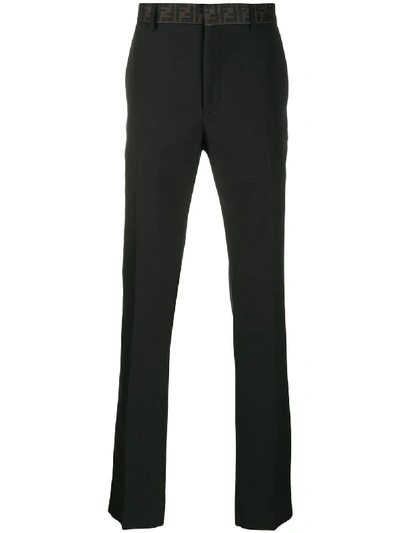 Shop Fendi Logo Wool Trousers