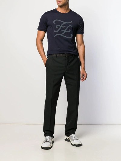 Shop Fendi Logo Wool Trousers