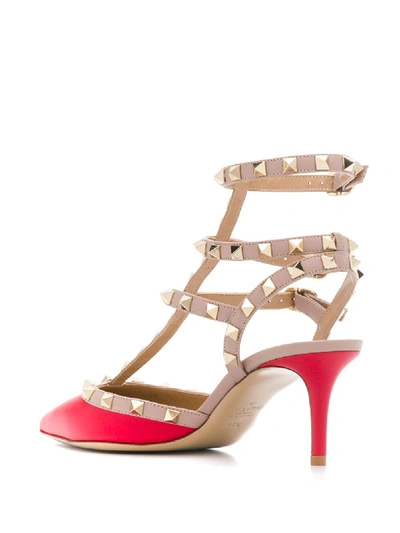 Shop Valentino Rockstud Leather Pumps In Red