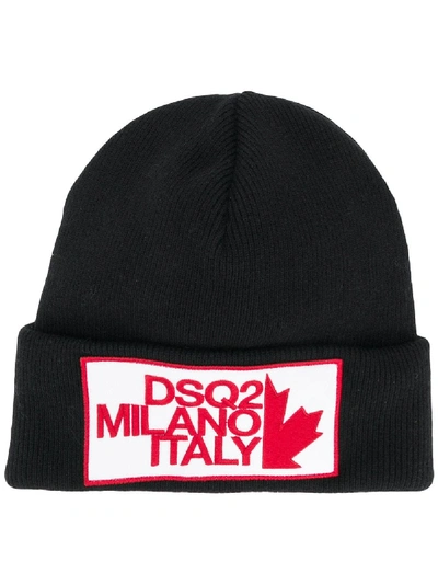 Shop Dsquared2 Wool Hat With Patch And Logo In Black