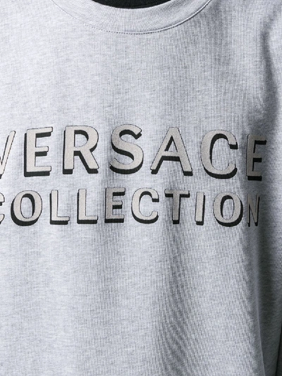 Shop Versace Logo Print Sweatshirt In Grey