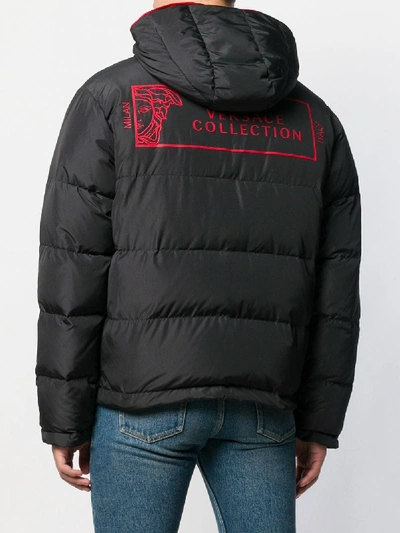 Shop Versace Black Zipped Padded Jacket