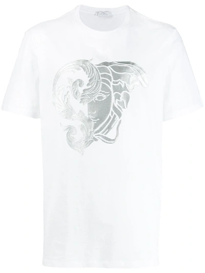 Shop Versace Print Cotton T-shirt In White