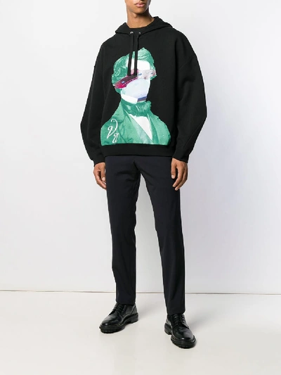 Shop Valentino Printed Hooded Sweatshirt In Black