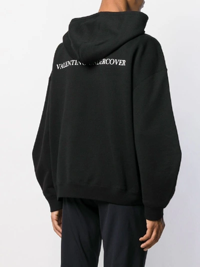 Shop Valentino Printed Hooded Sweatshirt In Black