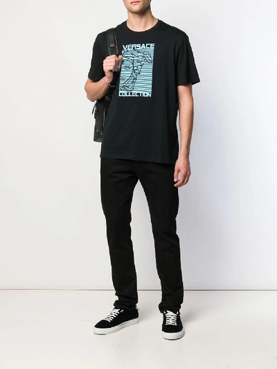 Shop Versace Logo Print Cotton T-shirt In Black